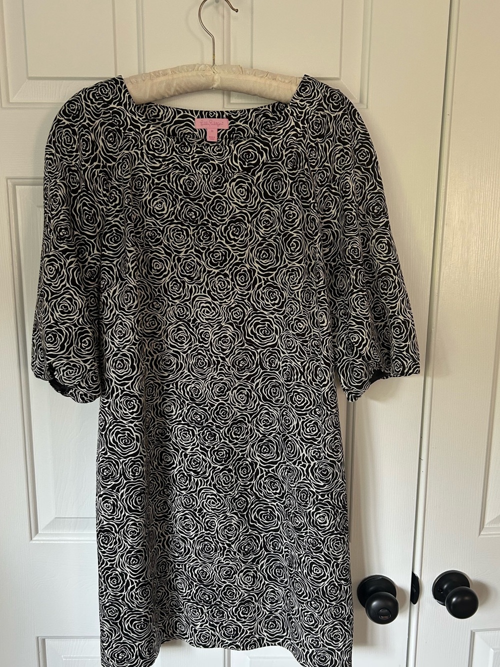 Lilly Pulitzer silk Black & White Rose Print
